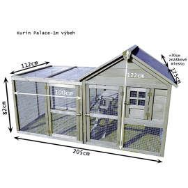 Kurin Kurín pre sliepky Palace 205 x 155 x 122 cm Veľkosť výbehu: 1 m