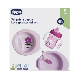 Chicco Set jedálenský - tanier, lyžička, pohárik 6m+