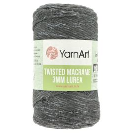 YarnArt Twisted Macrame Lurex 758 strieborno grafitová 3mm 250g 190m