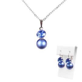 L&S Luxusná sada Swarovski Sapphire s modrými perlami