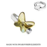 Naneth Strieborný prsteň motýlik s kryštálom Swarovski Butterfly Jonquile žltý