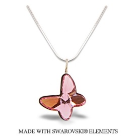 Naneth Náhrdelník BUTTERFLY s kryštálom Swarovski Light Rose ružový