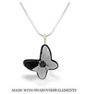 Naneth Náhrdelník BUTTERFLY s kryštálom Swarovski Silver Night čierno-strieborný - cena, porovnanie