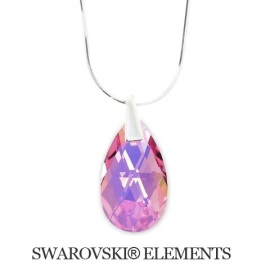 Naneth Náhrdelník Swarovski Elements slza Light Rose AB 22 mm