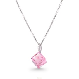 Naneth Náhrdelník Swarovski kocka ružová Light Rose