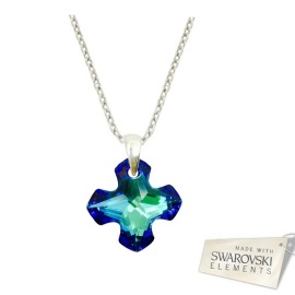 Naneth Náhrdelník Swarovski s kryštálom GREEK CROSS modrý Bermuda Blue