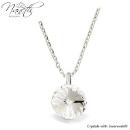 Naneth  Strieborný náhrdelník s bielym kryštálom Swarovski Crystal 12 mm