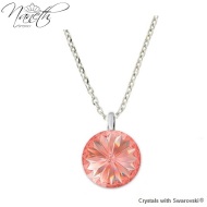 Naneth Strieborný náhrdelník s broskyňovo-ružovým kryštálom Swarovski Rose Peach 12 mm - cena, porovnanie