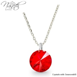 Naneth Strieborný náhrdelník s červeným kryštálom Swarovski Light Siam 12 mm