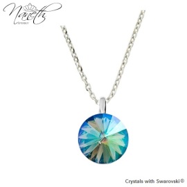 Naneth Strieborný náhrdelník s farebným kryštálom Swarovski Paradise Shine 12 mm