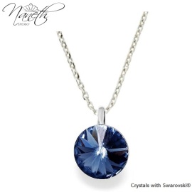 Naneth Strieborný náhrdelník s modrým kryštálom Swarovski Montana 12 mm