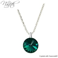Naneth  Strieborný náhrdelník so zeleným kryštálom Swarovski Emerald 12 mm