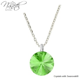 Naneth Strieborný náhrdelník so zeleným kryštálom Swarovski Peridot 12 mm