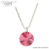 Naneth Strieborný náhrdelník s ružovým kryštálom Swarovski Rose 12 mm - cena, porovnanie