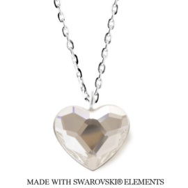 Naneth Strieborný náhrdelník srdce Swarovski Heart biely Crystal