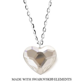 Naneth Strieborný náhrdelník srdce Swarovski Heart biely Crystal