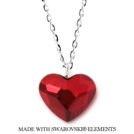 Naneth Strieborný náhrdelník srdce Swarovski Heart červený Siam