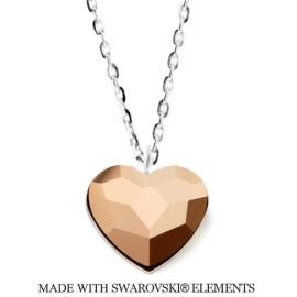 Naneth Strieborný náhrdelník srdce Swarovski Heart zlatý Rose Gold