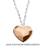 Naneth Strieborný náhrdelník srdce Swarovski Heart zlatý Rose Gold - cena, porovnanie