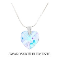 Naneth Strieborný náhrdelník srdiečko Swarovski Heart dúhové AB 14 mm - cena, porovnanie