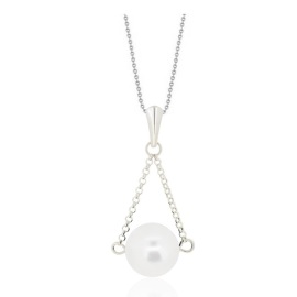 Naneth Strieborný náhrdelník biely s perlou Swarovski White