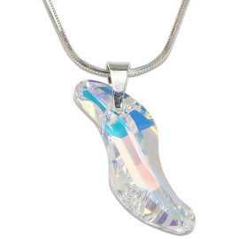 Naneth Strieborný náhrdelník Swarovski Wave Crystal AB 28 mm