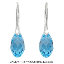 Naneth Náušnice BRIOLETTE s kryštálmi Swarovski Elements Aquamarine 17 mm