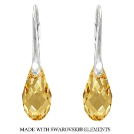 Naneth Náušnice BRIOLETTE s kryštálmi Swarovski Elements Golden Shadow 17 mm