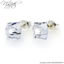 Naneth Náušnice CUBE Swarovski biele Crystal