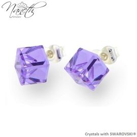 Naneth Náušnice CUBE Swarovski fialové Violet