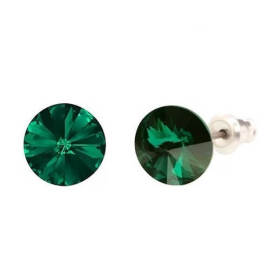 Naneth Náušnice okrúhle Swarovski Rivoli Emerald zelené 8 mm