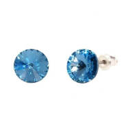 Naneth Náušnice okrúhle Swarovski Rivoli modré Aquamarine 8 mm - cena, porovnanie