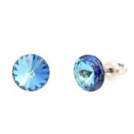 Naneth Náušnice okrúhle Swarovski Rivoli modré Bermuda Blue 8 mm - cena, porovnanie