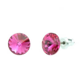 Naneth Náušnice okrúhle Swarovski Rivoli ružové Fuchsia 8 mm