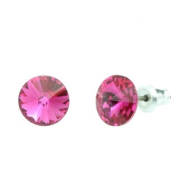 Naneth Náušnice okrúhle Swarovski Rivoli ružové Fuchsia 8 mm - cena, porovnanie