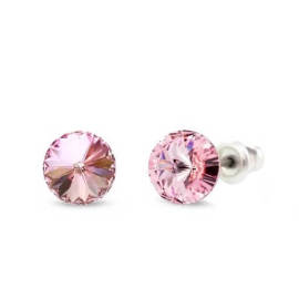 Naneth Náušnice okrúhle Swarovski Rivoli ružové Light Rose 8 mm