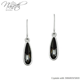 Naneth Náušnice s kryštálmi Swarovski Rain Drop Silver Night