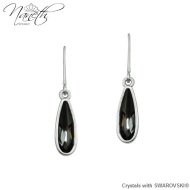 Naneth Náušnice s kryštálmi Swarovski Rain Drop Silver Night - cena, porovnanie