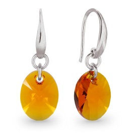 Naneth Náušnice OVAL s kryštálmi Swarovski Tangerine - háčikové