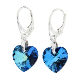 Naneth Náušnice s kryštálmi Swarovski Heart Bermuda Blue 18 mm