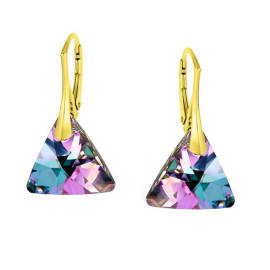 Naneth Náušnice s kryštálmi Swarovski Triangle fialové Vitrail Light Materiál: Pozlátené Striebro 925/1000