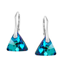 Naneth Náušnice s kryštálmi Swarovski Triangle modré Bermuda Blue Materiál: Striebro 925/1000