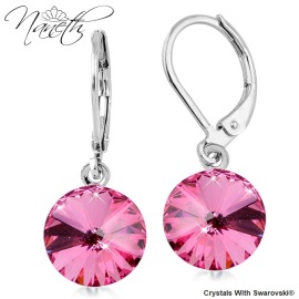 Naneth Okrúhle náušnice SWAROVSKI Rivoli ružové Light Rose