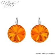 Naneth Strieborné náušnice Rivoli oranžové s kryštálmi Swarovski Tangerine 12 mm - cena, porovnanie