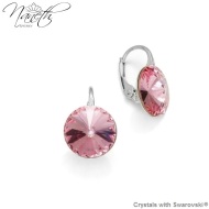 Naneth Strieborné náušnice Rivoli ružové s kryštálmi Swarovski Light Rose 12 mm - cena, porovnanie