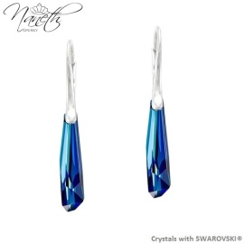 Naneth Strieborné náušnice s kryštálmi Swarovski CRYSTALACTITE Bermuda Blue modré