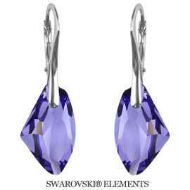 Naneth Strieborné náušnice s kryštálmi Swarovski GALACTIC Tanzanite 19 mm