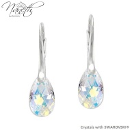 Naneth Strieborné náušnice Swarovski s kryštálmi Pear AB 16 mm - cena, porovnanie