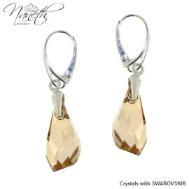 Naneth Visiace náušnice s kryštálmi Swarovski Polygon Golden Shadow 21 mm