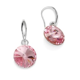 Naneth Háčikové náušnice Rivoli s kryštálmi Swarovski ružové Light Rose